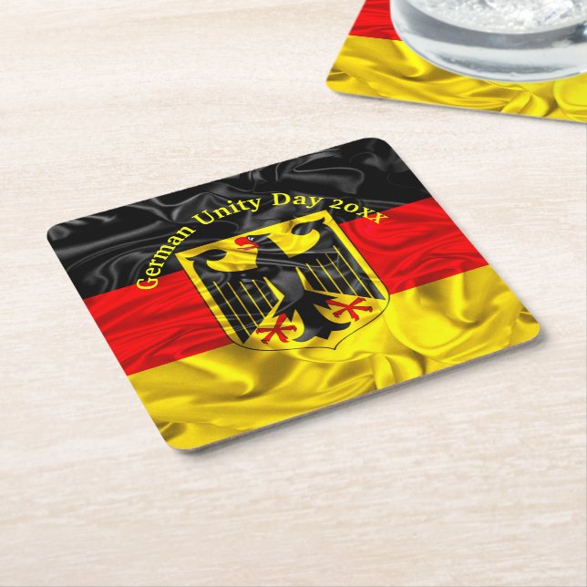 Porta-copo De Papel Quadrado Dia da Unidade Alemã, Dia Nacional da Alemanha (Inclinado)