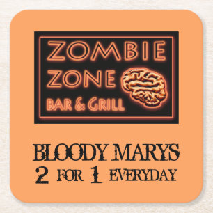 Porta-copo De Papel Quadrado Dia de as Bruxas engraçado Zombie Zone Bloody Mary