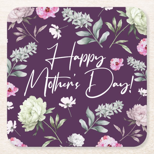 Porta-copo De Papel Quadrado Dia de as mães (Frente)