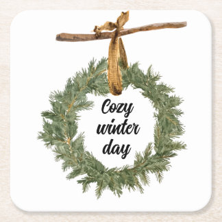 Porta-copo De Papel Quadrado Dia de inverno Cozy