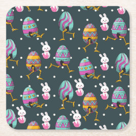 Porta-copo De Papel Quadrado Dia do felz pascoa - Coelhinho Engraçado Deseja Pa