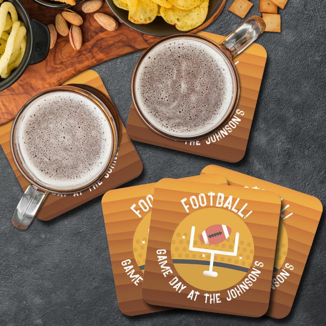 Porta-copo De Papel Quadrado Dia do Jogo de Futebol (Football Upright Game Day Square Paper Coasters)