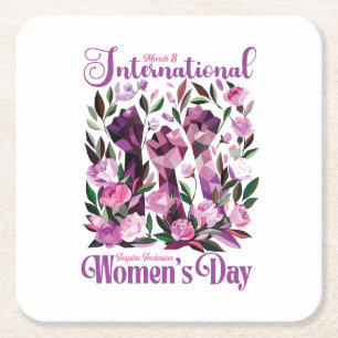 Porta-copo De Papel Quadrado Dia Internacional da Mulher 8