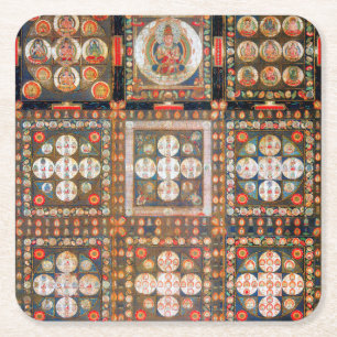 Porta-copo De Papel Quadrado Diagrama Cósmico de Mandala para a Meditação