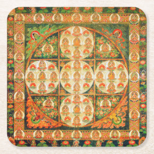 Porta-copo De Papel Quadrado Diagrama Cósmico Mandala para Meditação