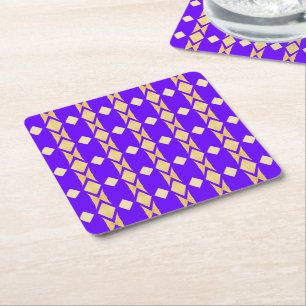 Porta-copo De Papel Quadrado Diamantes Dourados Elegantes Azul Real Ouro