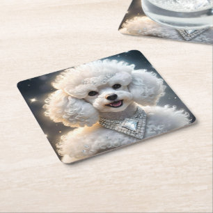 Porta-copo De Papel Quadrado Diamond Diva: O Poodle Glamoroso em Sparkle