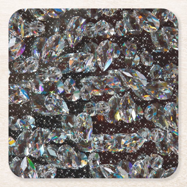 Porta-copo De Papel Quadrado Diamond Glitter Sparkle Elegant (Frente)