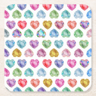Porta-copo De Papel Quadrado Diamond Heart Watercolor Pattern Cute Pastel Girly
