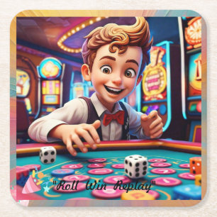 Porta-copo De Papel Quadrado "Dice Delight 3D"