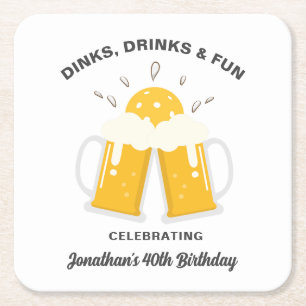 Porta-copo De Papel Quadrado Dinks & Bebidas Beer Mugs Animam Pickleball Person