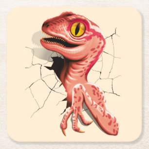 Porta-copo De Papel Quadrado Dinossaur Hatching do Velociraptor Realista