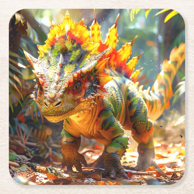 Porta-copo De Papel Quadrado Dinossauro (Frente)