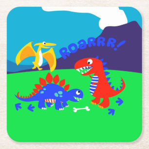Porta-copo De Papel Quadrado Dinossauros bonitos