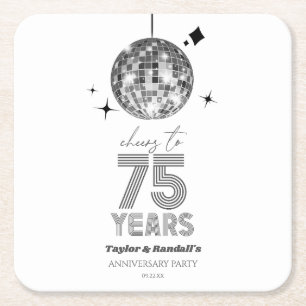 Porta-copo De Papel Quadrado Disco Anima 75 Anos Festa de Aniversário de Casame