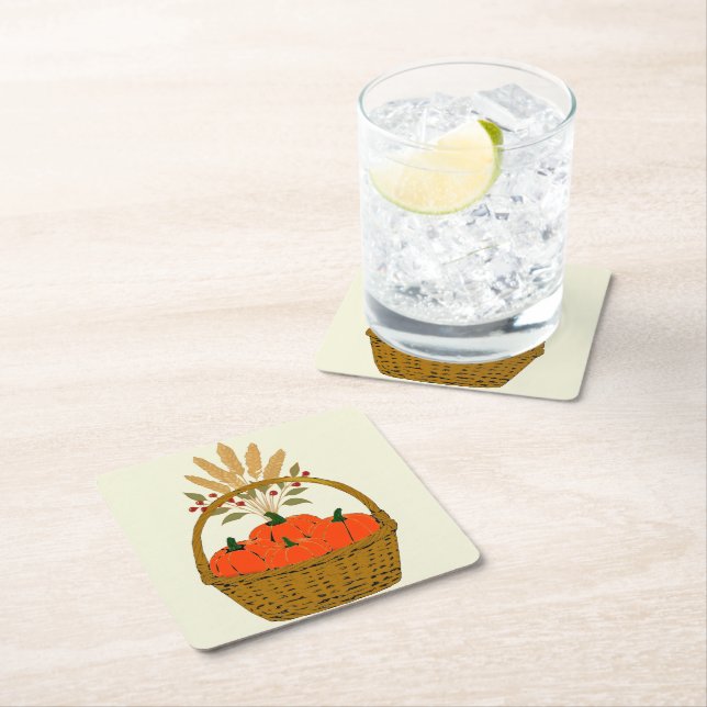 Porta-copo De Papel Quadrado 🍂 **Disposable Paper Coaster Pumpkins (Insitu)