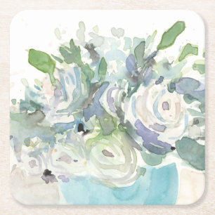 Porta-copo De Papel Quadrado Disposição de primavera - Buquê de Aquarela