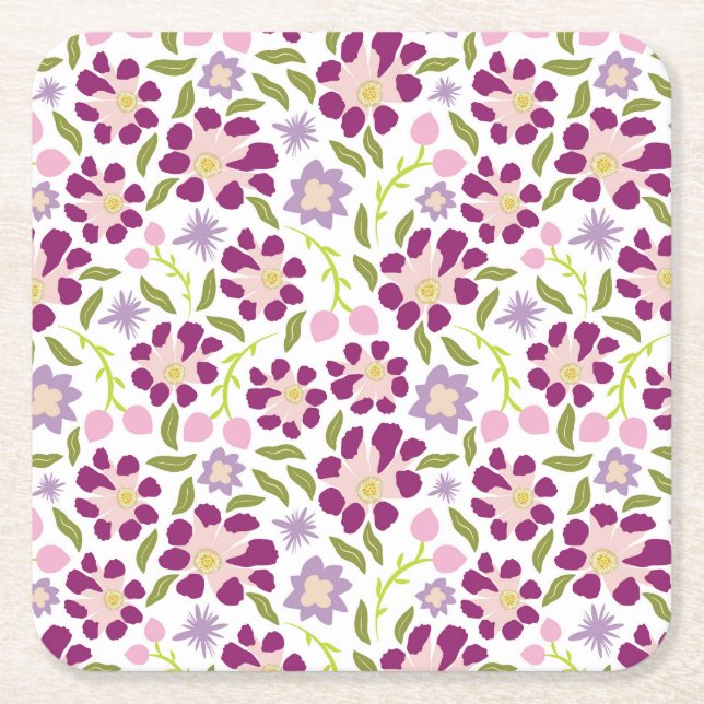 Porta-copo De Papel Quadrado Ditsy floral (Frente)