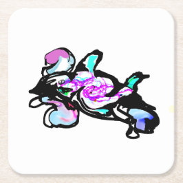 Porta-copo De Papel Quadrado Diversão com onda de golfinho