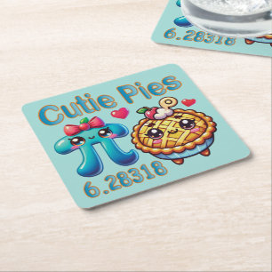 Porta-copo De Papel Quadrado Diversão “Cutie Pies” Símbolo Pi Fofo & Piada de T