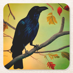 Porta-copo De Papel Quadrado Diversão Deliciosa, Raven Emitido Na Ramificação