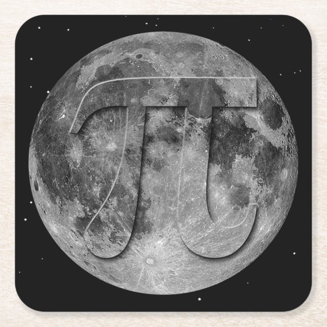 Porta-copo De Papel Quadrado Diversão do Dia Pi da Lua Completa (Frente)