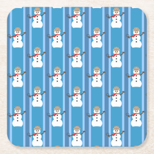 Porta-copo De Papel Quadrado Diversão e Chique Detetive Boneco de Neve Azul