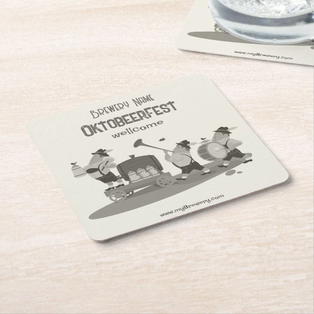 Porta-copo De Papel Quadrado divertido Músico bávaro convidado para Oktoberfest (Inclinado)