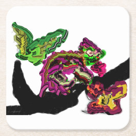 Porta-copo De Papel Quadrado Divertimento de Chameleon da floresta chuvosa