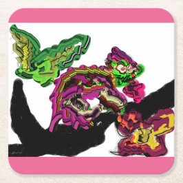 Porta-copo De Papel Quadrado Divertimento de Chameleon da floresta chuvosa