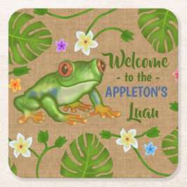 Porta-copo De Papel Quadrado Divertimento havaiano da praia do sapo tropical do