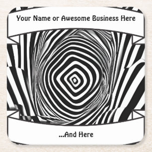 Porta-copo De Papel Quadrado Dobra branca e negra Illusão psicodélica 4"