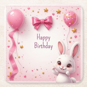 Porta-copo De Papel Quadrado Doce Coelhinho Bebê Aniversário 🐰