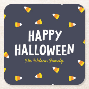 Porta-copo De Papel Quadrado Doce Milho Azul Escuro Feliz Halloween