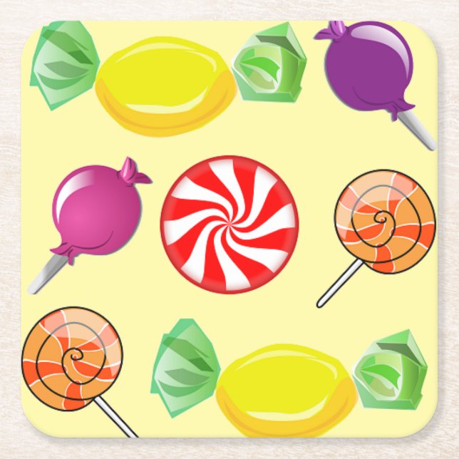 Porta-copo De Papel Quadrado Doce Mistura Amarelo (Frente)