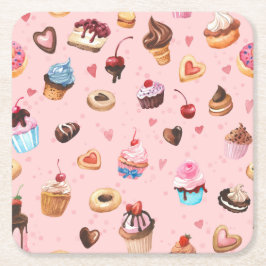 Porta-copo De Papel Quadrado Doce Verão Caprichoso Aquarela
