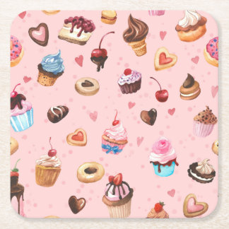 Porta-copo De Papel Quadrado Doce Verão Caprichoso Aquarela