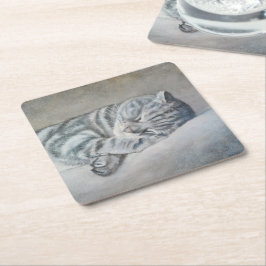 Porta-copo De Papel Quadrado Doces Sonhos de um Shorthair Britânico