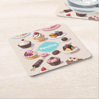 Porta-copo De Papel Quadrado Docinhos Porta copos de papel