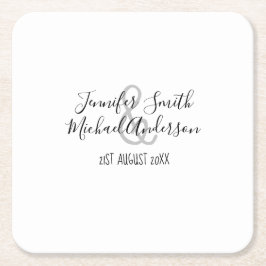 Porta-copo De Papel Quadrado Documento Manuscrito Personalizado Data do Nome do