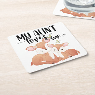 Porta-copo De Papel Quadrado Doe and Fawn Minha Tia me ama