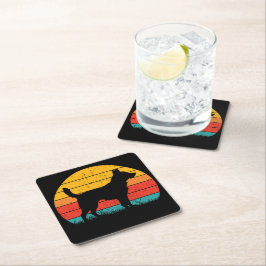 Porta-copo De Papel Quadrado Dog Silhouette at Sunset