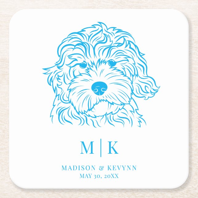 Porta-copo De Papel Quadrado Dog Wedding (Frente)