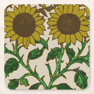 Porta-copo De Papel Quadrado Dois girassóis