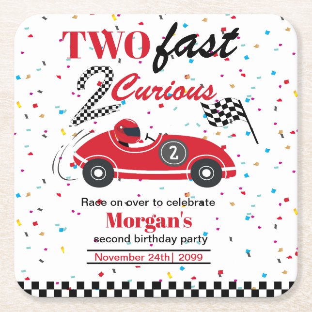 Porta-copo De Papel Quadrado Dois Rápidos 2Curiosos Carro Esportivo Vermelho Se (Frente)
