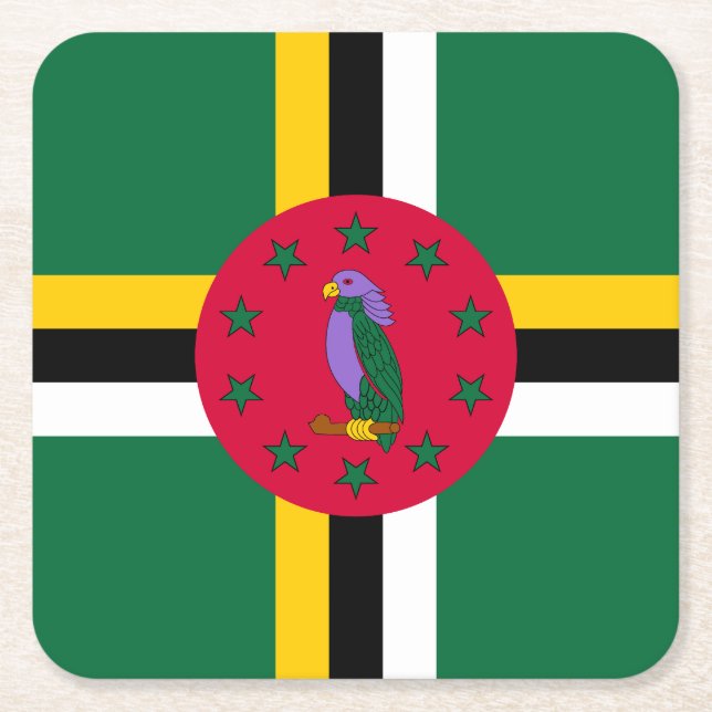 Porta-copo De Papel Quadrado Dominica Flag (Frente)