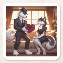 Porta-copo De Papel Quadrado Don Lupo Canino "Valentines"