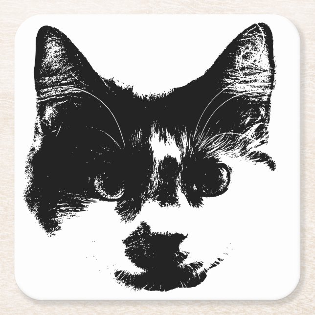 Porta-copo De Papel Quadrado Don’t Spill It – Ink Cat  (Frente)