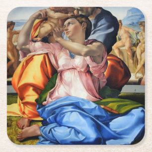 Porta-copo De Papel Quadrado Doni Tondo, Doni Madona (detalhes), Michelangelo,