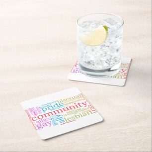 Porta-copo De Papel Quadrado Dons de orgulho gay do arco-íris artístico do Sl